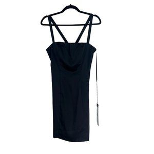 NWT IEENA for Mac Duggal Square Neck Black Mini Dress Black Size 6